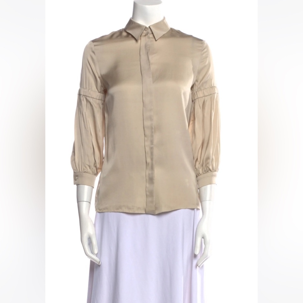 Prada Silk Three-Quarter Sleeve Button Up Blouse